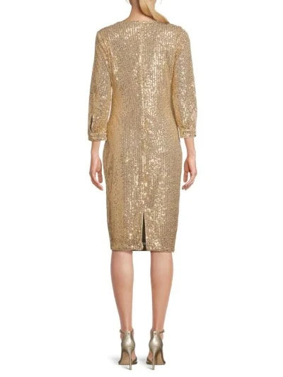 3/4 Sleeve Sequin Sheath Dress