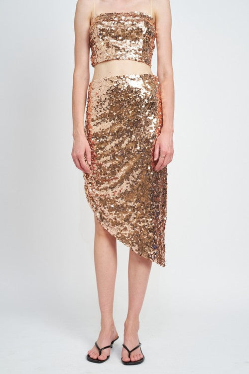 SEQUIN MIDI SKIRT