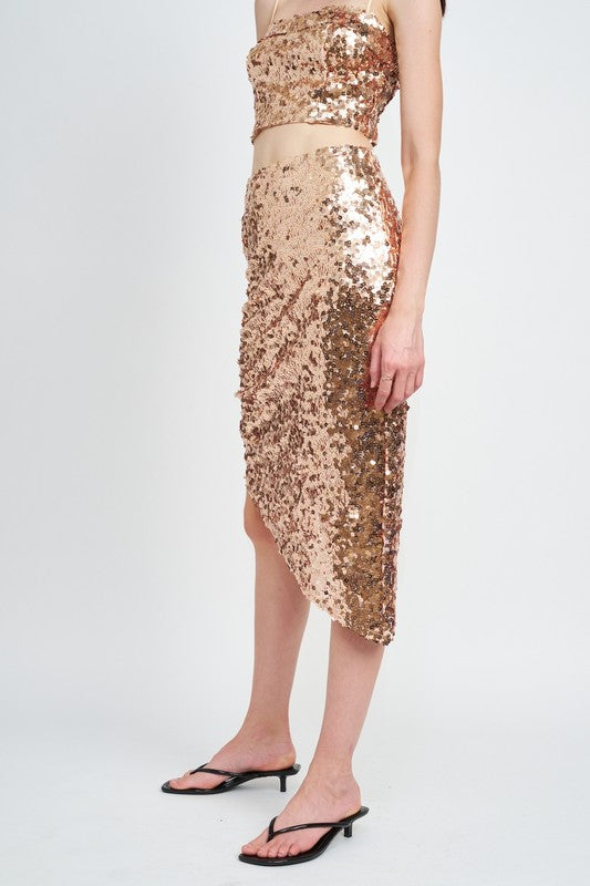 SEQUIN MIDI SKIRT