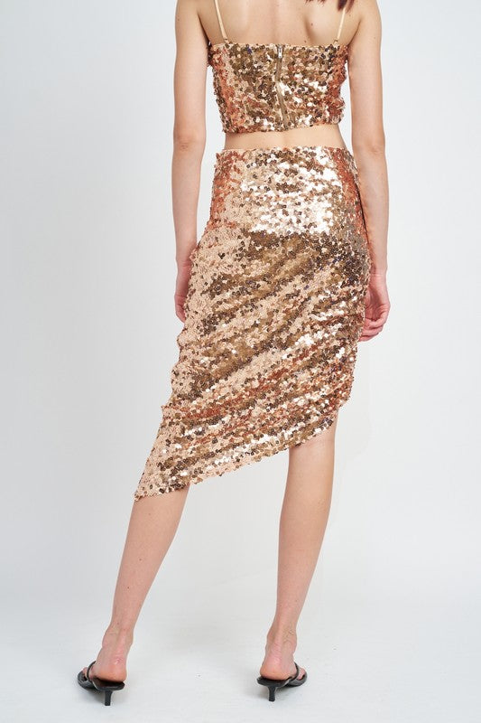 SEQUIN MIDI SKIRT