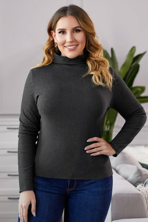 Plain Ribbed Turtleneck Top