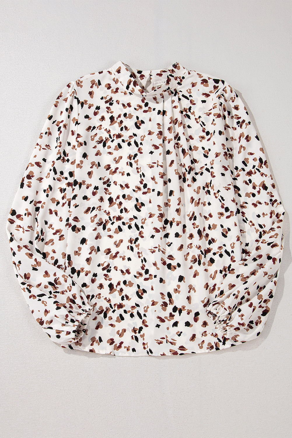 Printed Lantern Sleeve Pleated Blouse