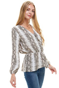 Snake Print Peplum Blouse