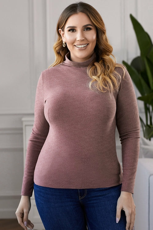 Plain Ribbed Turtleneck Top
