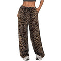 Women's Casual Leopard Print High Waisted Wide-Leg Pants