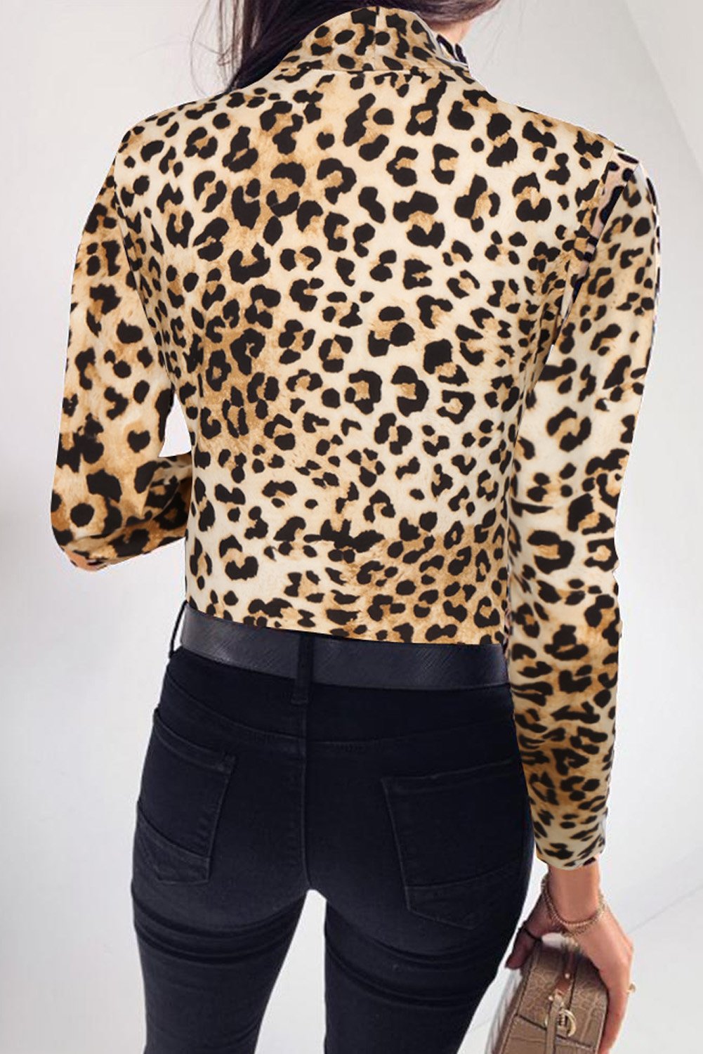 High Neck Leopard Long Sleeve Bodysuit