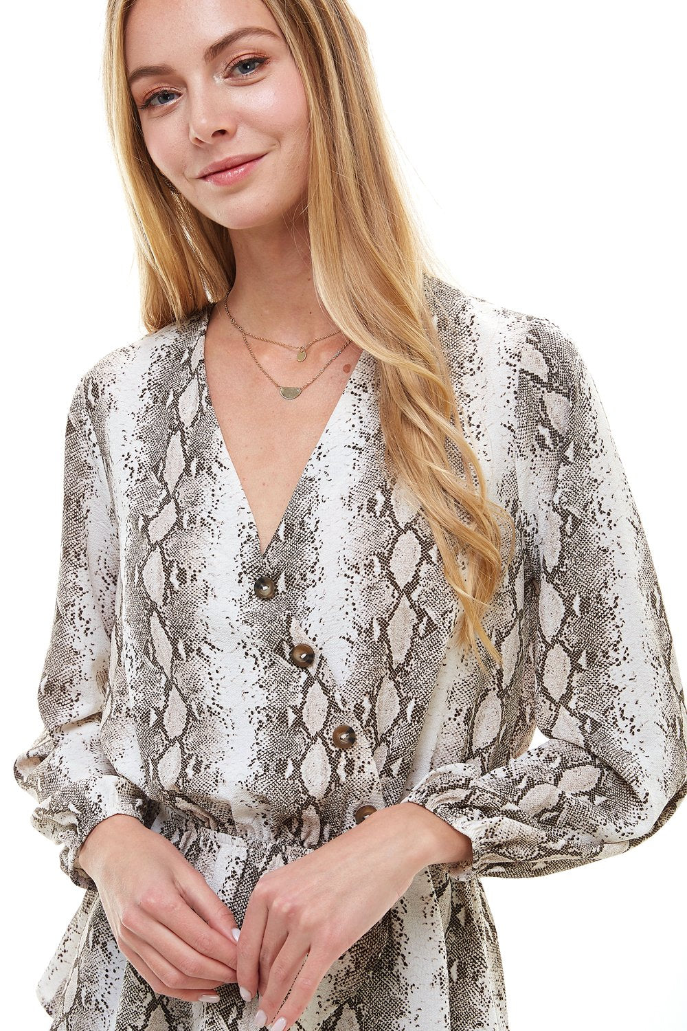Snake Print Peplum Blouse