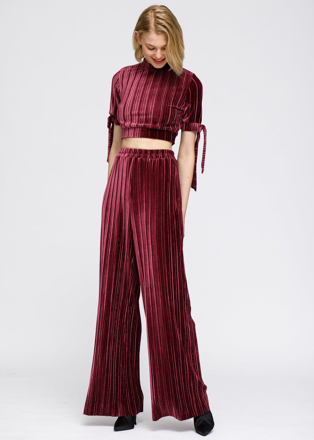 Velvet Wide Leg High Waist Pants