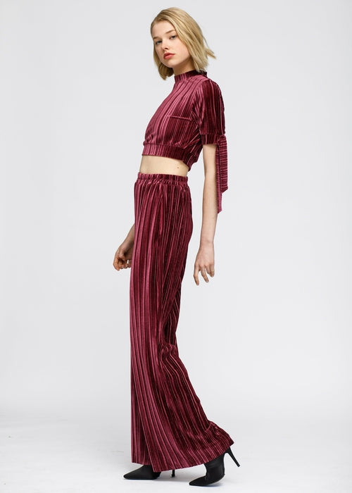 Velvet Wide Leg High Waist Pants