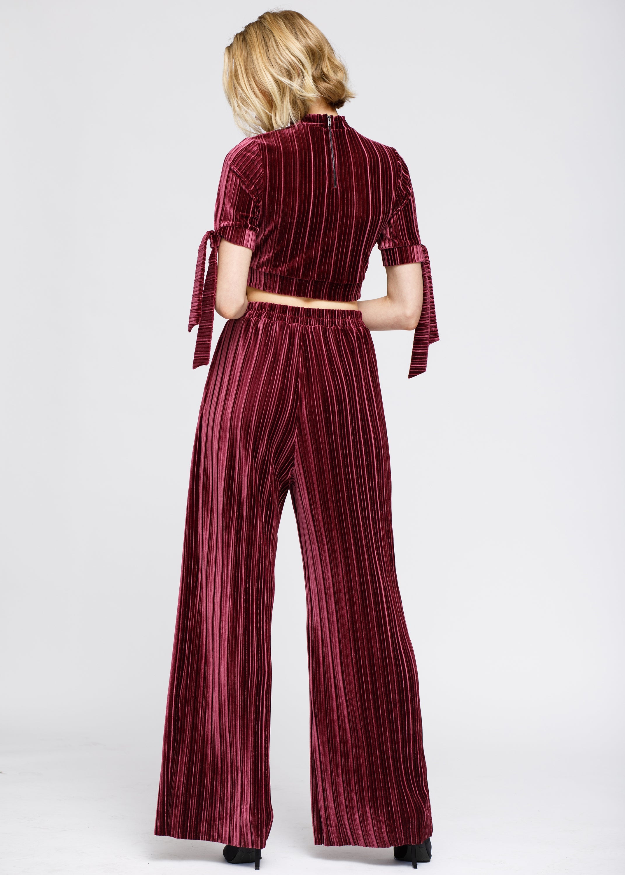 Velvet Wide Leg High Waist Pants