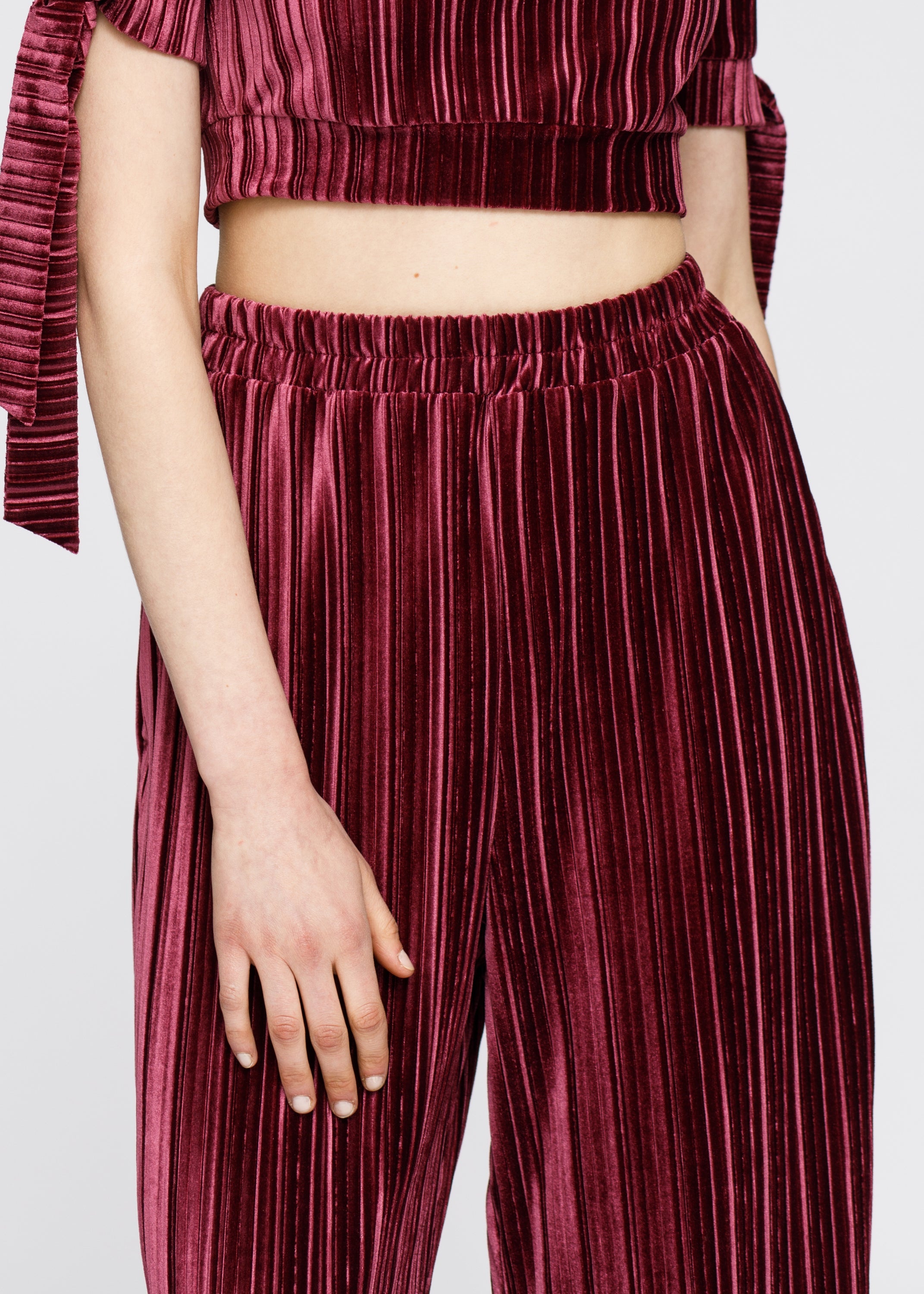 Velvet Wide Leg High Waist Pants