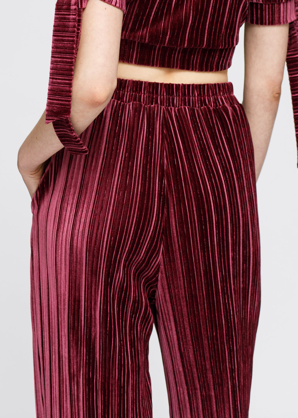 Velvet Wide Leg High Waist Pants
