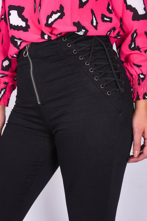 Black Denim Zip Front Skinny Jean