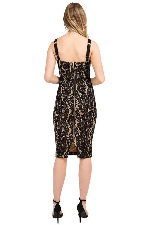 Bianca Lace Bodycon Midi Dress - Back