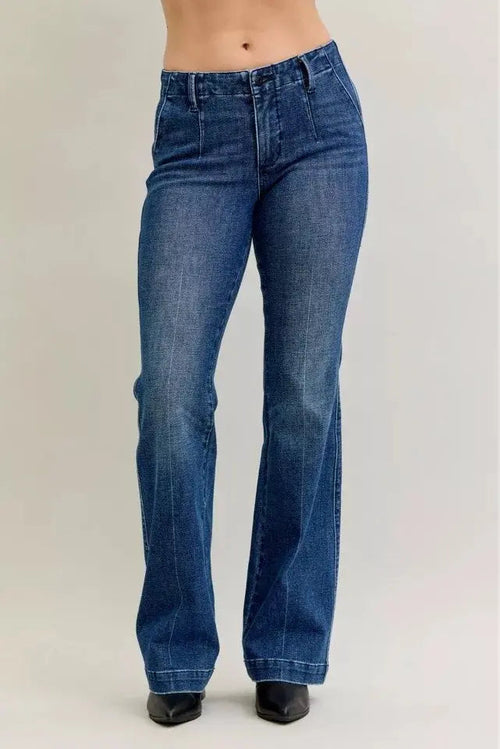 Judy Blue Mid Rise Tummy Control Welt Pockets Bootcut Denim
