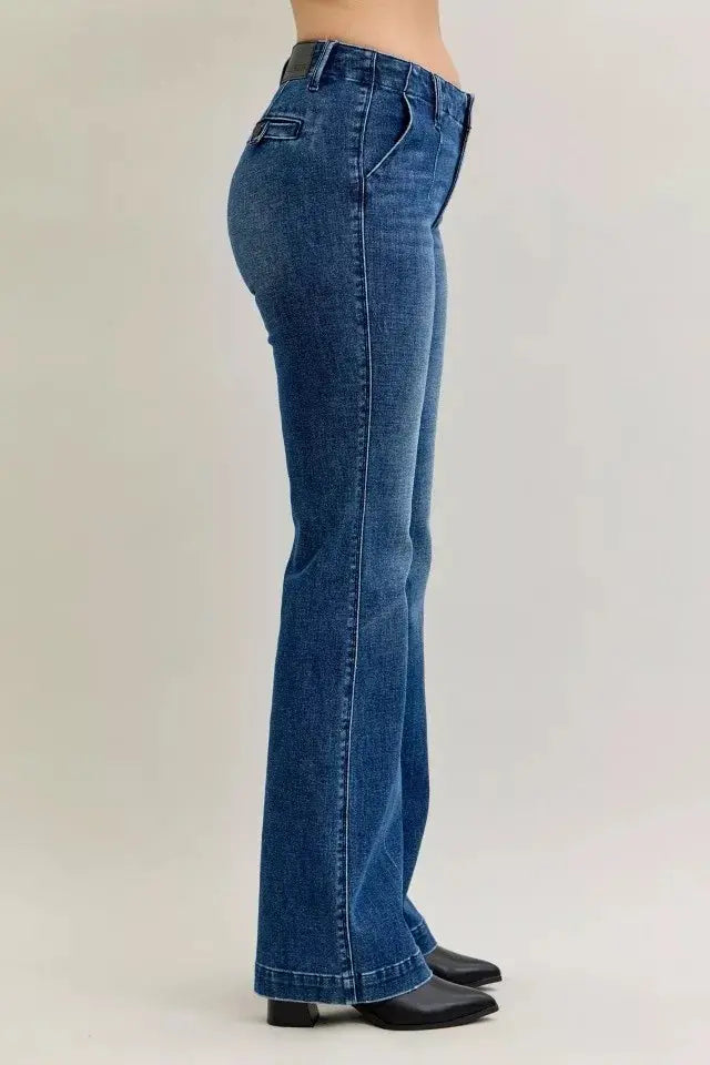 Judy Blue Mid Rise Tummy Control Welt Pockets Bootcut Denim