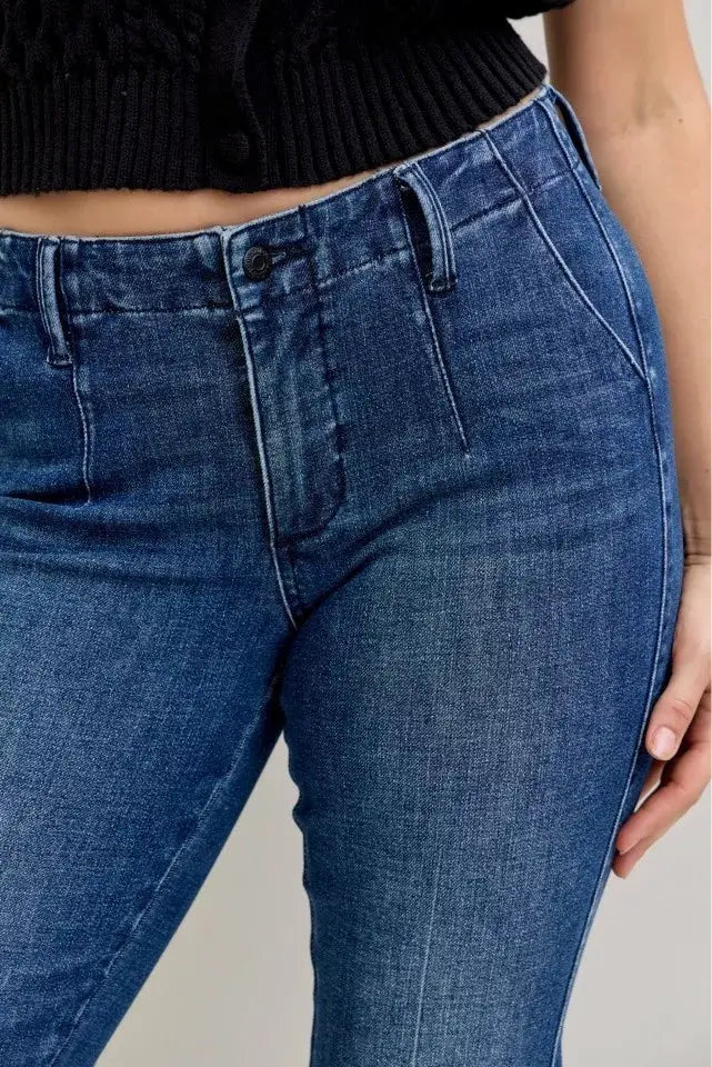 Judy Blue Mid Rise Tummy Control Welt Pockets Bootcut Denim