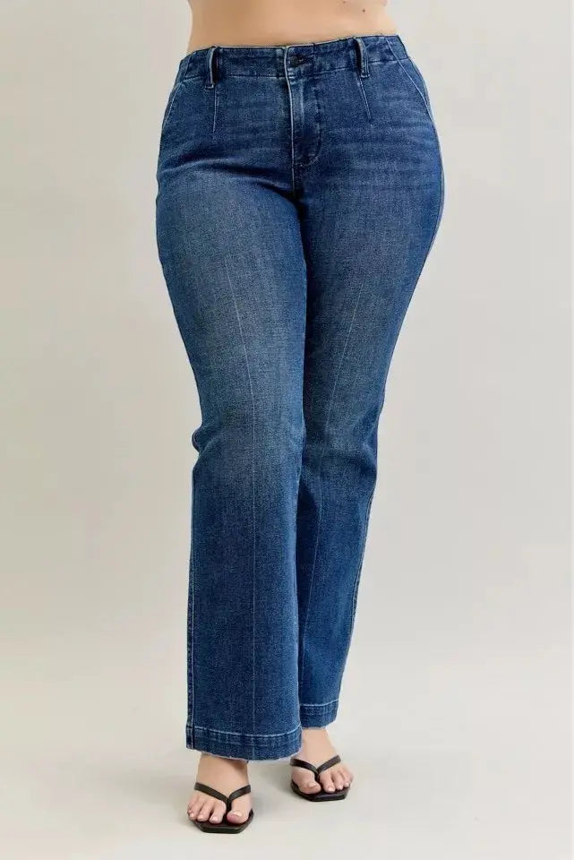 Judy Blue Mid Rise Tummy Control Welt Pockets Bootcut Denim