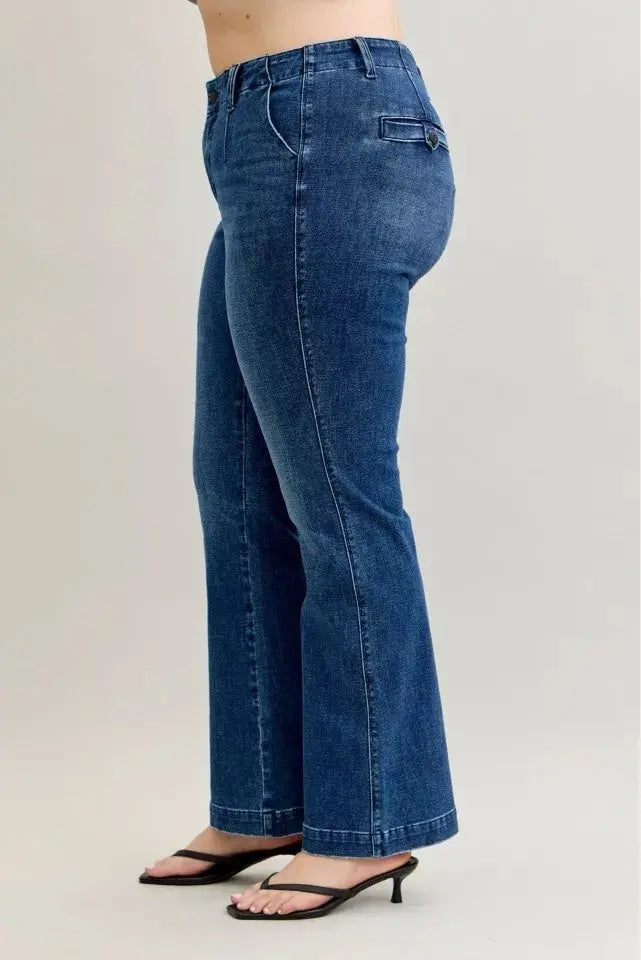 Judy Blue Mid Rise Tummy Control Welt Pockets Bootcut Denim