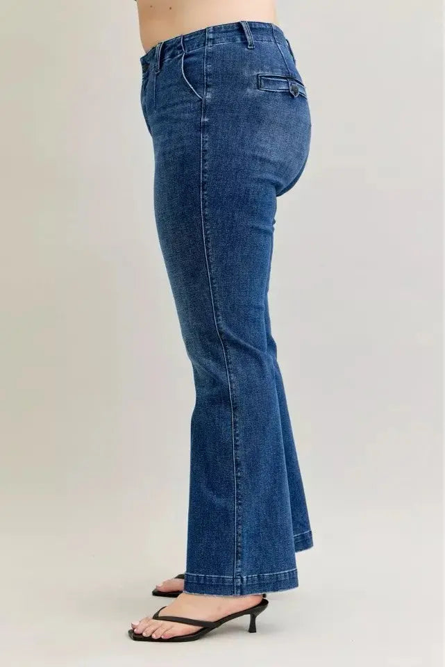 Judy Blue Mid Rise Tummy Control Welt Pockets Bootcut Denim