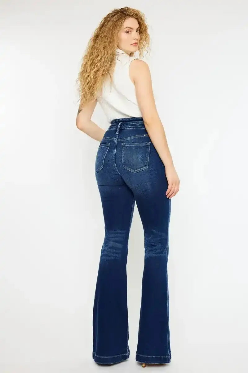 Kancan Button Fly High Rise Flare Jeans