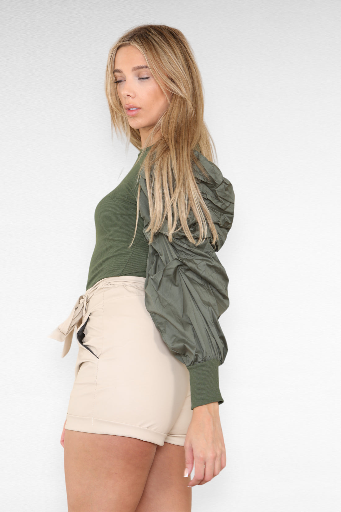 Faux Leather Belted Wet Look Shorts