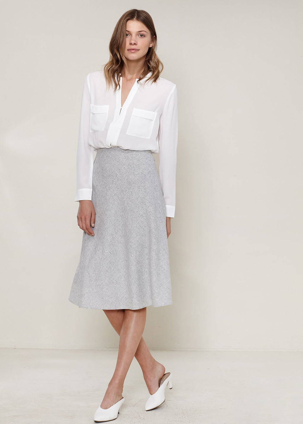 Ro & D High Waisted Wool Knit Midi Skirt