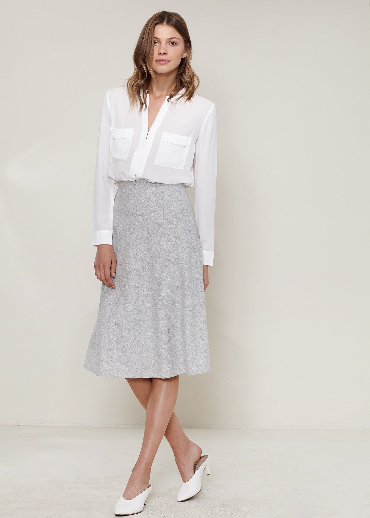 Ro & D High Waisted Wool Knit Midi Skirt