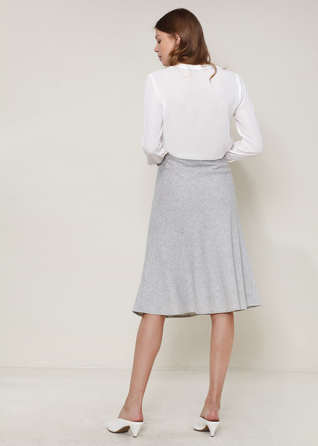 Ro & D High Waisted Wool Knit Midi Skirt