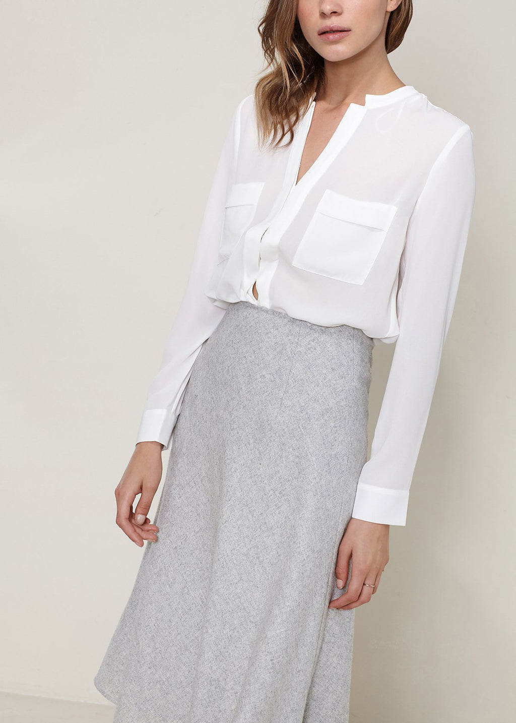 Ro & D High Waisted Wool Knit Midi Skirt