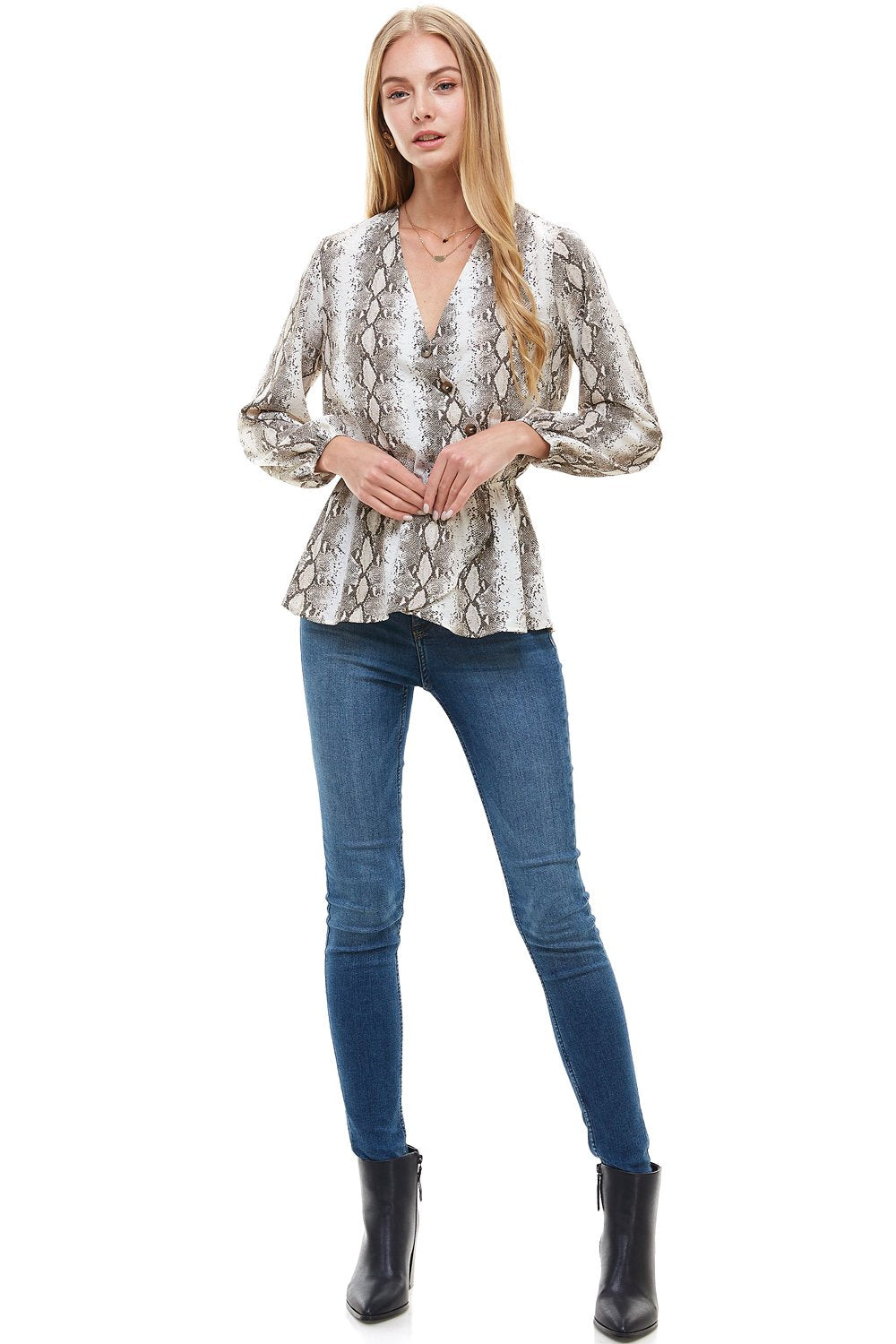 Snake Print Peplum Blouse