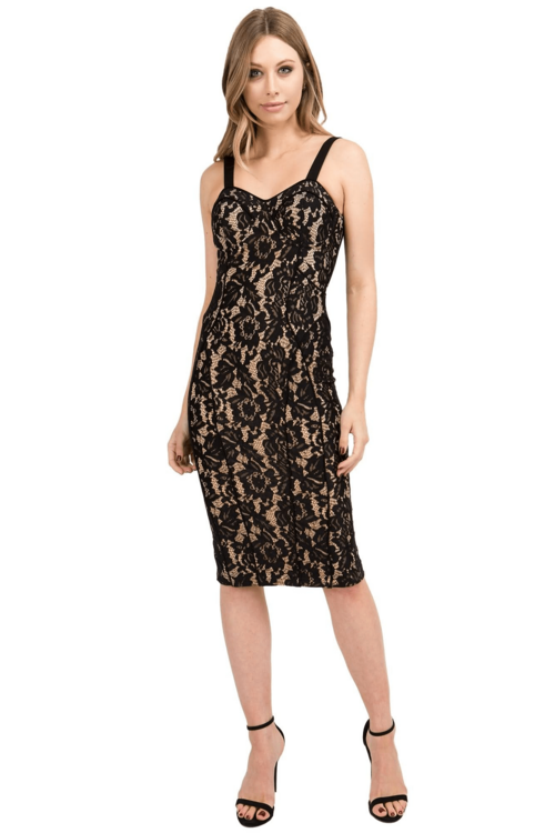 Bianca Lace Bodycon Midi Dress - Back