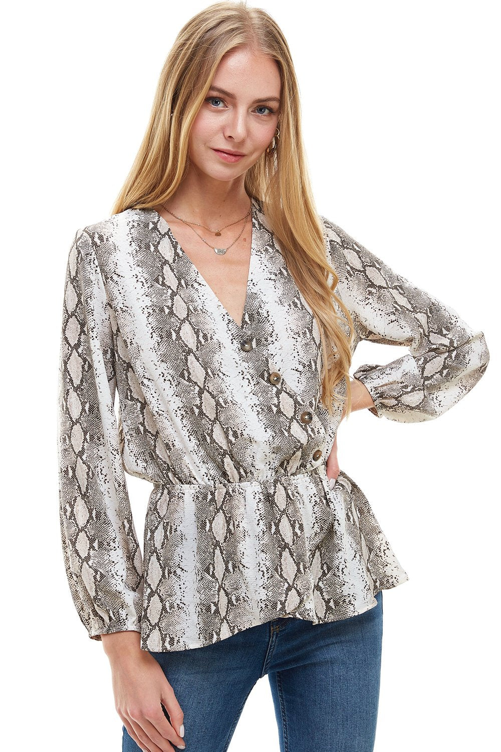 Snake Print Peplum Blouse