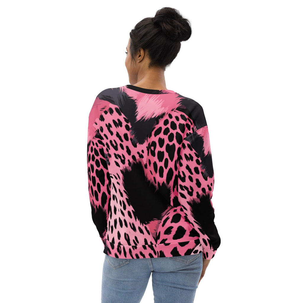 Pink Black Spotted Print Sweatshirt