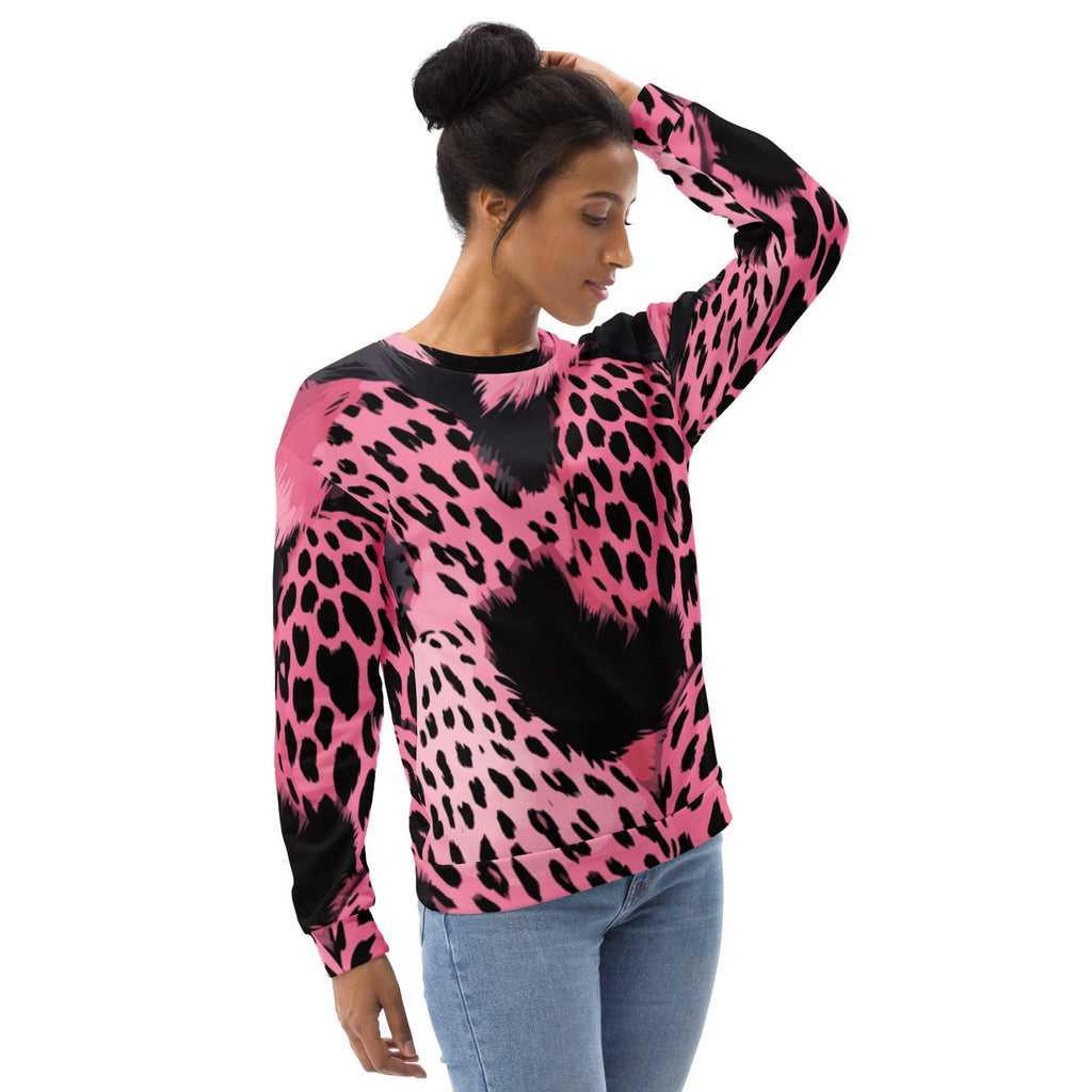 Pink Black Spotted Print Sweatshirt