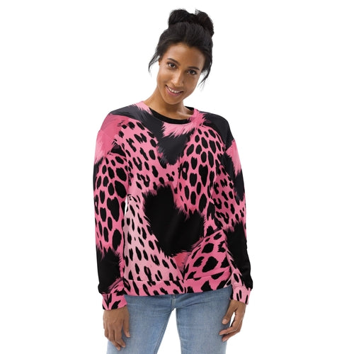 Pink Black Spotted Print Sweatshirt