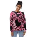 Pink Black Spotted Print Sweatshirt