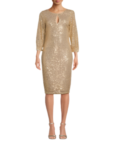 3/4 Sleeve Sequin Sheath Dress
