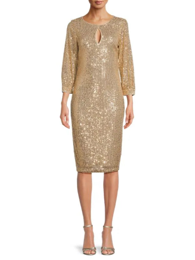 3/4 Sleeve Sequin Sheath Dress